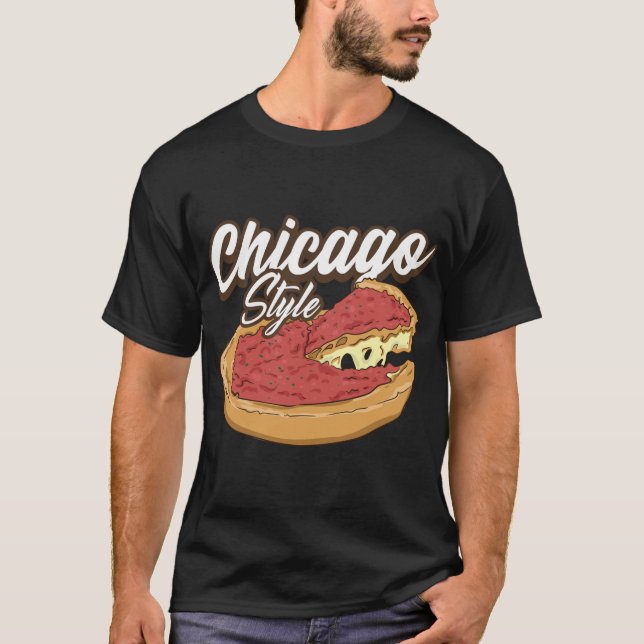 T-shirt Pizza De Style Chicago Pizza Plat Profond Pizza Cr (Devant)