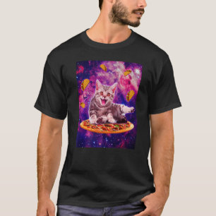 T-shirt Pizza D'Équitation Chat Dans L'Espace Galaxie Taco