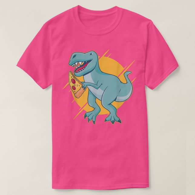 T-shirt Pizza Dinosaur Cool Retro Amusement bizarre Bizarr (Design devant)