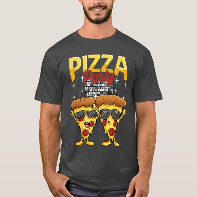 T-shirt Pizza drôle de fête boule disco lunettes de soleil (Devant)