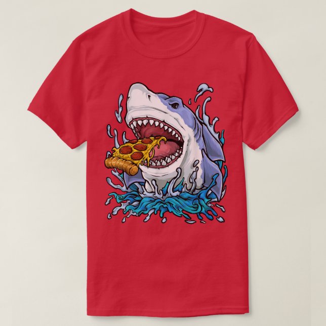 T-shirt Pizza Eating Shark  (Design devant)