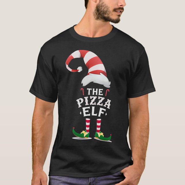 T-shirt Pizza Elf Funny Noël Père Noël Design Pullove (Devant)