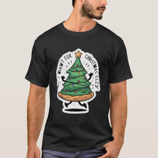 T-shirt Pizza en forme d'arbre de Noël
