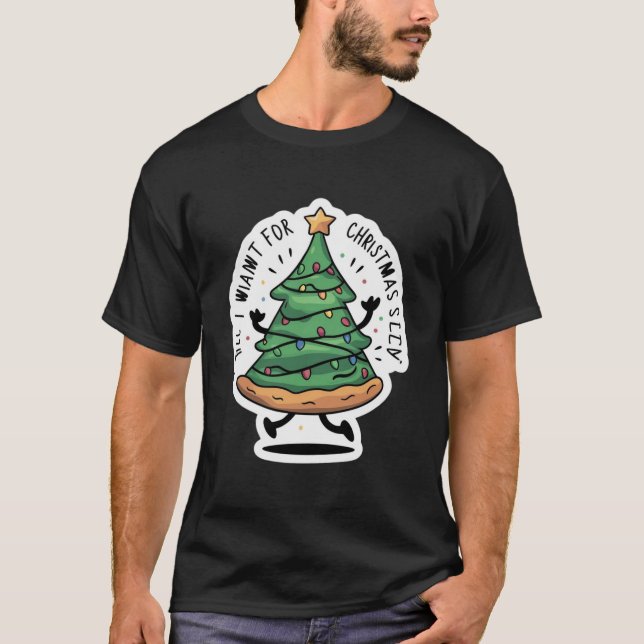 T-shirt Pizza en forme d'arbre de Noël (Devant)