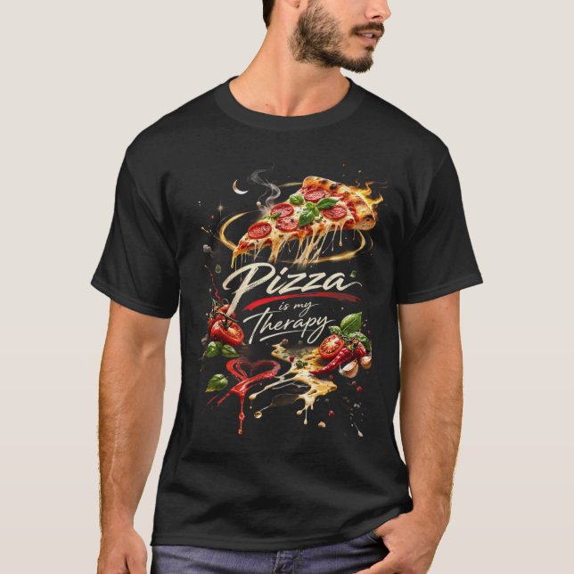 T-shirt Pizza est ma thérapie – Nourriture spatial (Devant)