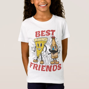 T-Shirt Pizza Et Bière Best Friends Style Vintage Dessin