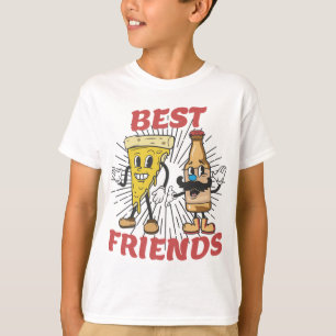 T-shirt Pizza Et Bière Best Friends Style Vintage Dessin