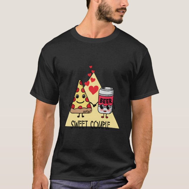 T-shirt Pizza et bière sucrés (Devant)