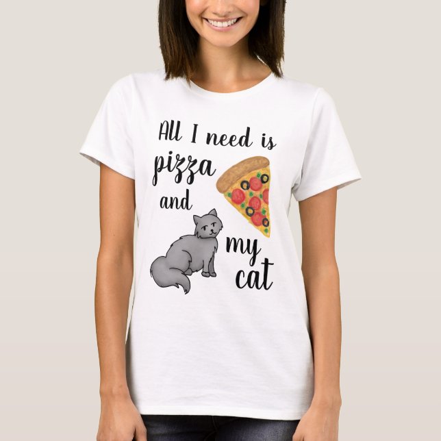 T-shirt Pizza et My Cat Funny (Devant)
