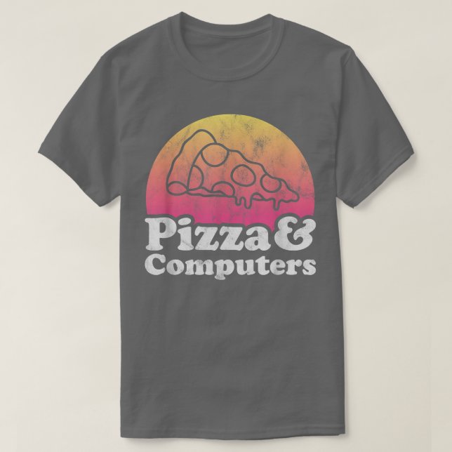 T-shirt Pizza et ordinateurs ou ordinateur  (Design devant)