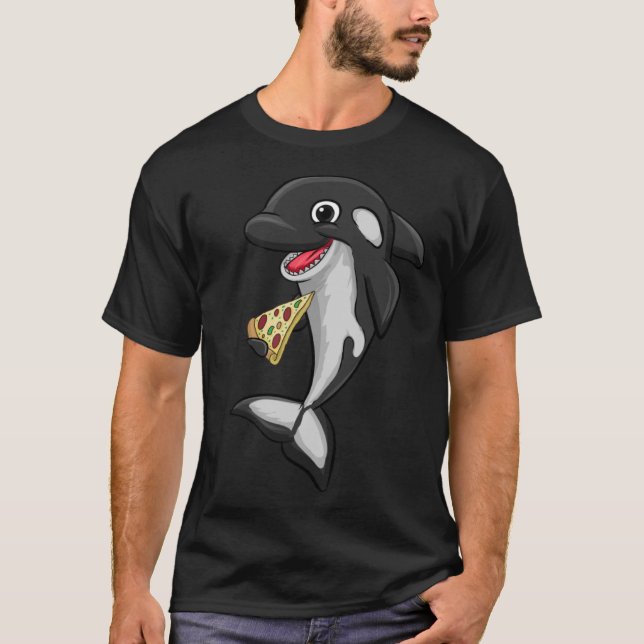 T-shirt Pizza Food Love Killer Whale Orca Animal Womens (Devant)