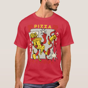 T-shirt Pizza French Fries Retro Cartoon Gourmet Fast Food