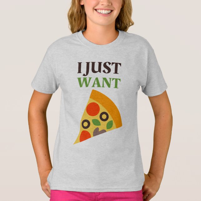 T-shirt Pizza Girls' Hanes TAGLESS® (Devant)
