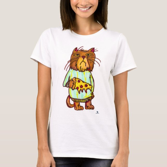 T-shirt Pizza Grumpy Pet animal de compagnie Drôle Chat Ar (Devant)