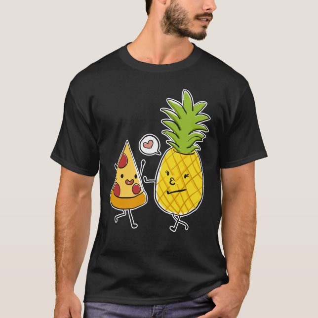 T-shirt Pizza Hawaiienne Tranchée Tombant Amoureux Avec Un (Devant)