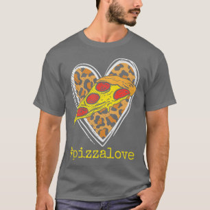 T-shirt Pizza Love Manger Pizza Leopard Heart Imprimer Gir