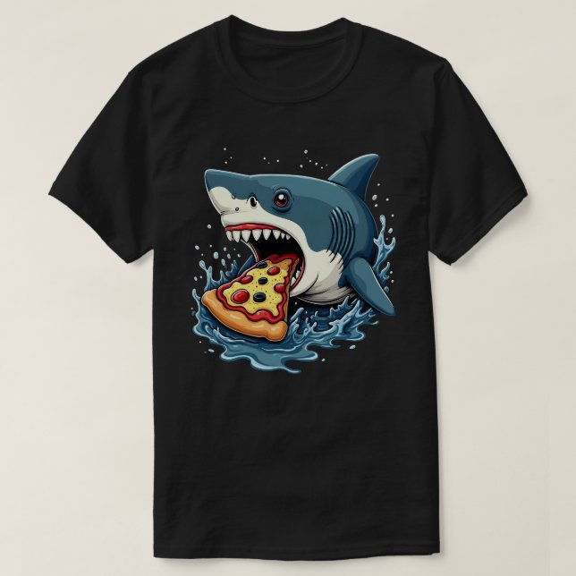 T-shirt Pizza mangeant du requin Amusant Pizza Lover (Design devant)