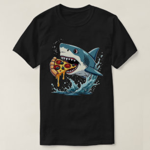 T-shirt Pizza mangeant du requin Amusant Pizza Lover