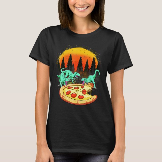 T-shirt Pizza mangeuse Dinosaure Raptor (Devant)
