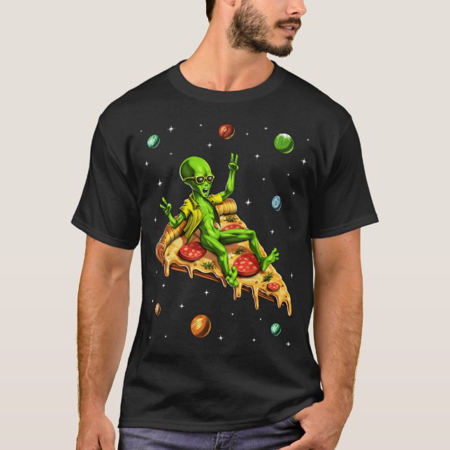 T-shirt Pizza montée par un extraterrestre (Devant)