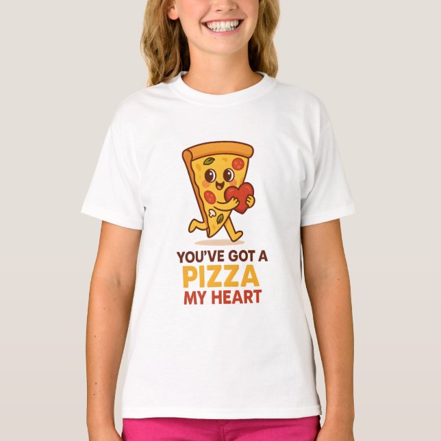 T-shirt Pizza My Heart Shirt, Pizza Lover Tee (Devant)