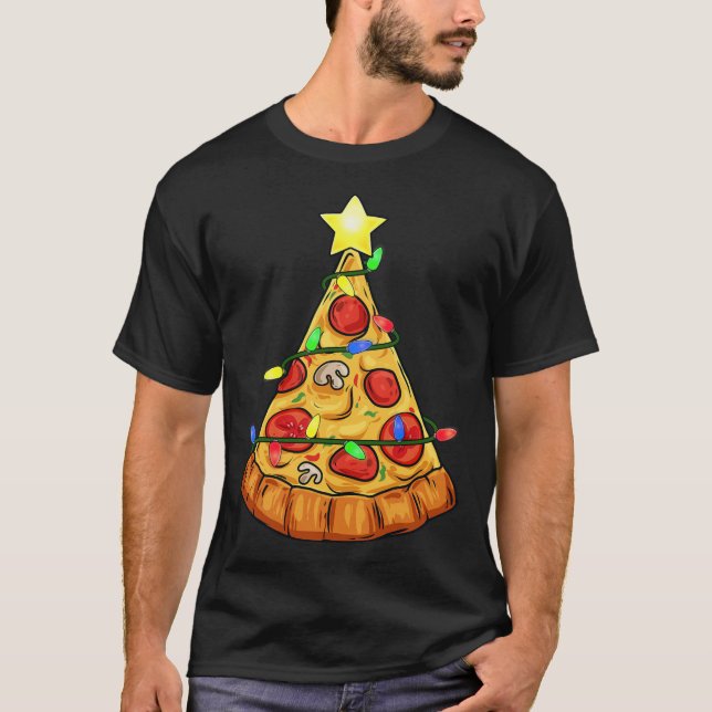 T-shirt Pizza Noël Arbre Lumières Amusants Garçons Enfants (Devant)