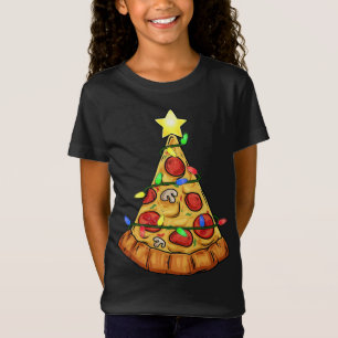 T-Shirt Pizza Noël Arbre Lumières Drôle Garçons Enfants No