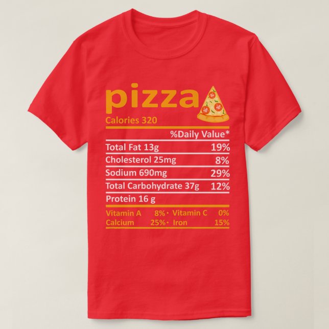 T-shirt Pizza Nutrition Food Facts Thanksgiving Costume Xm (Design devant)