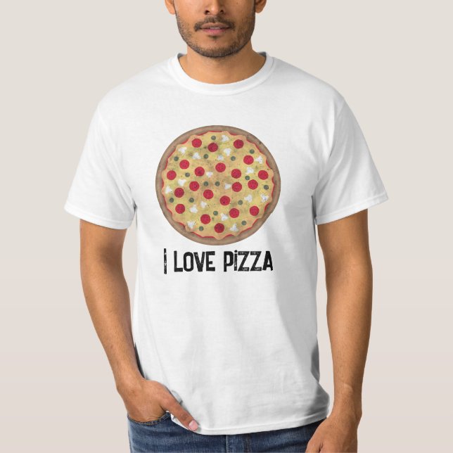 T-shirt Pizza pepperoni rustique amour Votre texte personn (Devant)