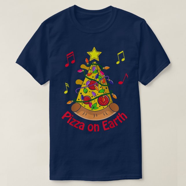 T-shirt Pizza Pun de Noël amusant Paix sur Terre (Design devant)