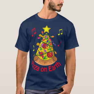 T-shirt Pizza Pun de Noël amusant Paix sur Terre