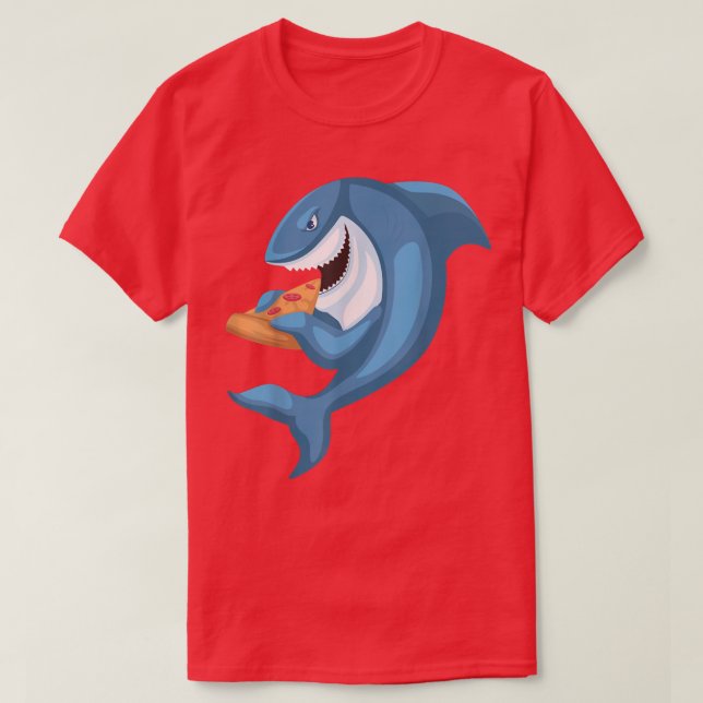 T-shirt Pizza requin drôle Requin et pizza Requin mangeant (Design devant)