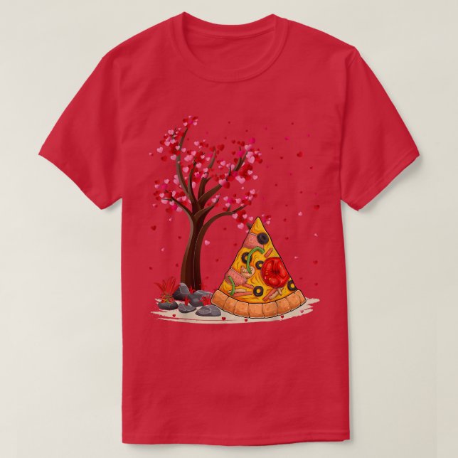 T-shirt Pizza Restauration rapide Amant Funny Coeur Arbre  (Design devant)