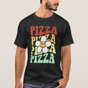 T-shirt pizza rétro tournesol sourire visage coloré vintag
