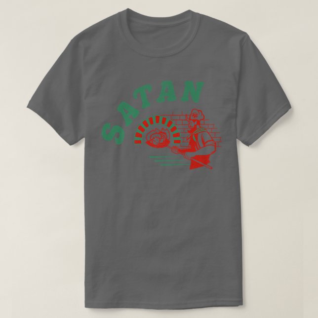 T-shirt Pizza Satan Occult Punk Goth Baphomet Devil Noir  (Design devant)