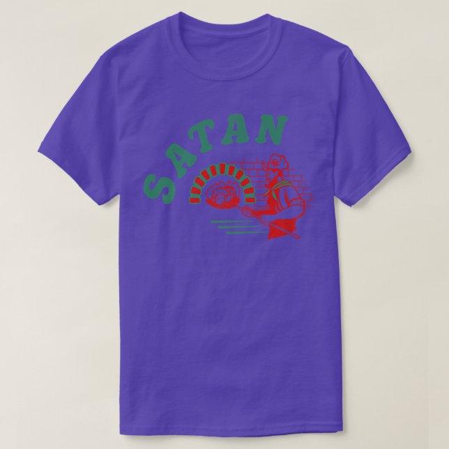 T-shirt Pizza Satan Occult Punk Goth Baphomet Devil Noir  (Design devant)