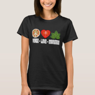 T-shirt Pizza signe de paix Tomato Coeur et Feuilles de ba