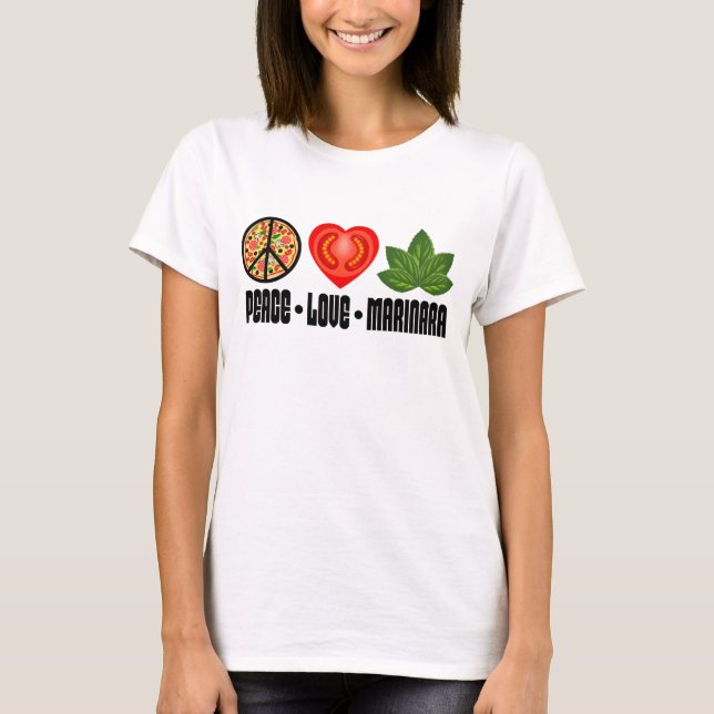 T-shirt Pizza signe de paix Tomato Coeur et Feuilles de ba (Devant)