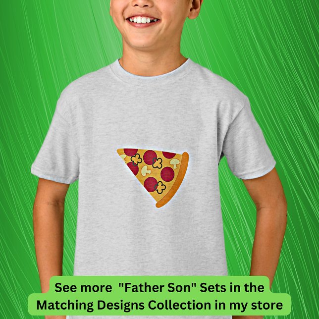 T-shirt Pizza Slice, Fils du père correspondant, Papa Garç (Créateur téléchargé)