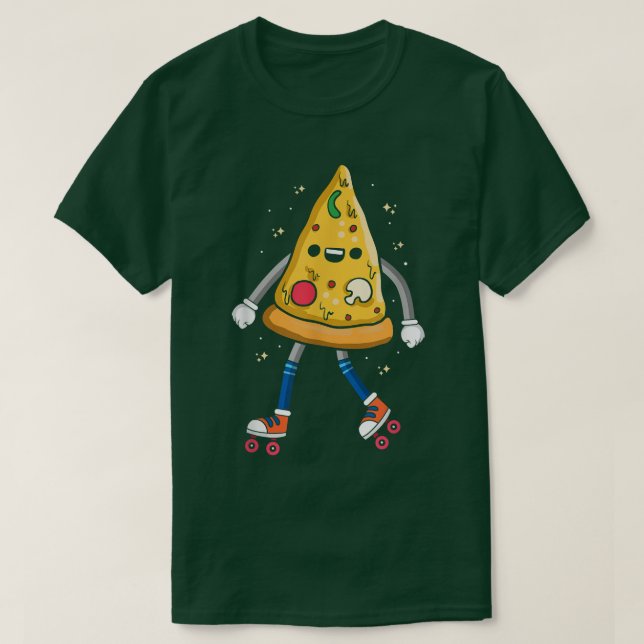 T-shirt Pizza Slice sur Rollerskates, Roller Sking Retro (Design devant)