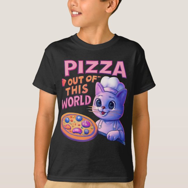 T-shirt Pizza : Sortie de ce monde | Chef spatial Cat (Devant)