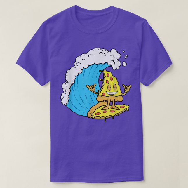 T-shirt Pizza Surfing Cheese Slice Surfer Wave Riding Funn (Design devant)
