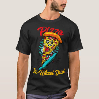 T-shirt Pizza the weel deal Une tranche de pizza chevaucha