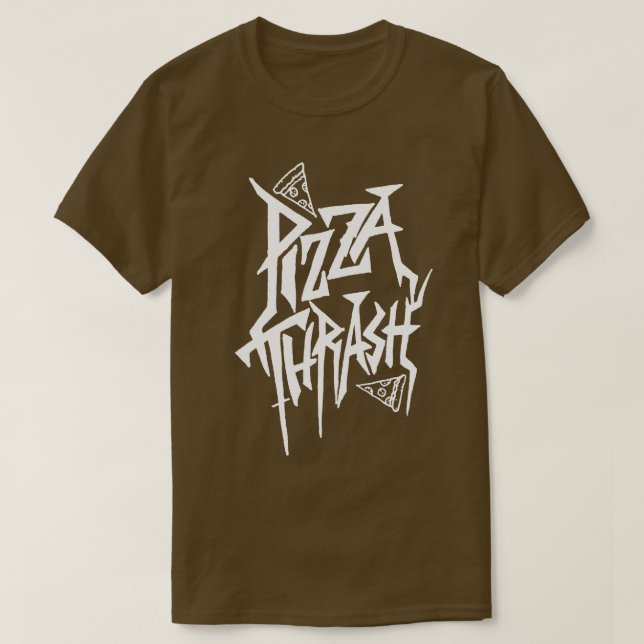 T-shirt PIZZA THRASH METAL conception mème sans dles (Design devant)