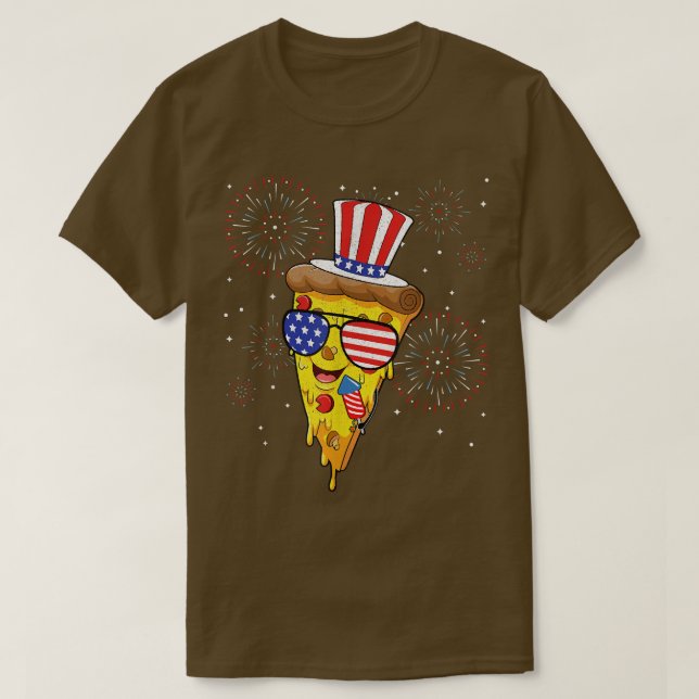 T-shirt Pizza Us Casquette Drapeau Firecracker 4 juillet A (Design devant)