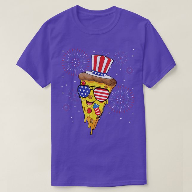 T-shirt Pizza Us Casquette Drapeau Firecracker 4 juillet A (Design devant)