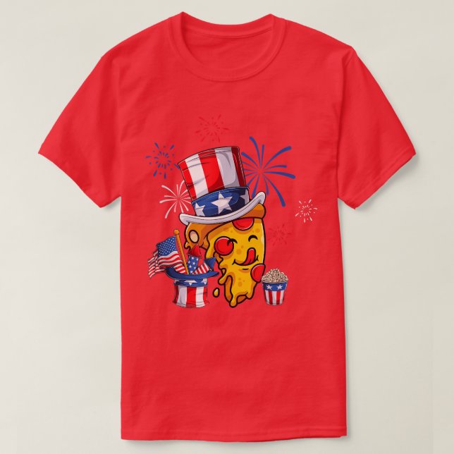 T-shirt Pizza Us Drapeau Américain Rouge Blanc Bleu Casque (Design devant)