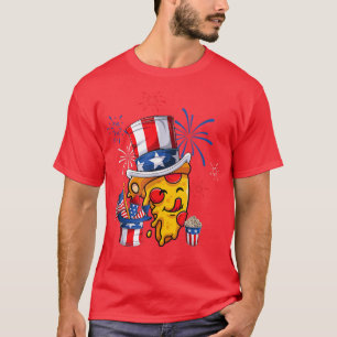 T-shirt Pizza US Drapeau Rouge Blanc Bleu Casquette Firecr