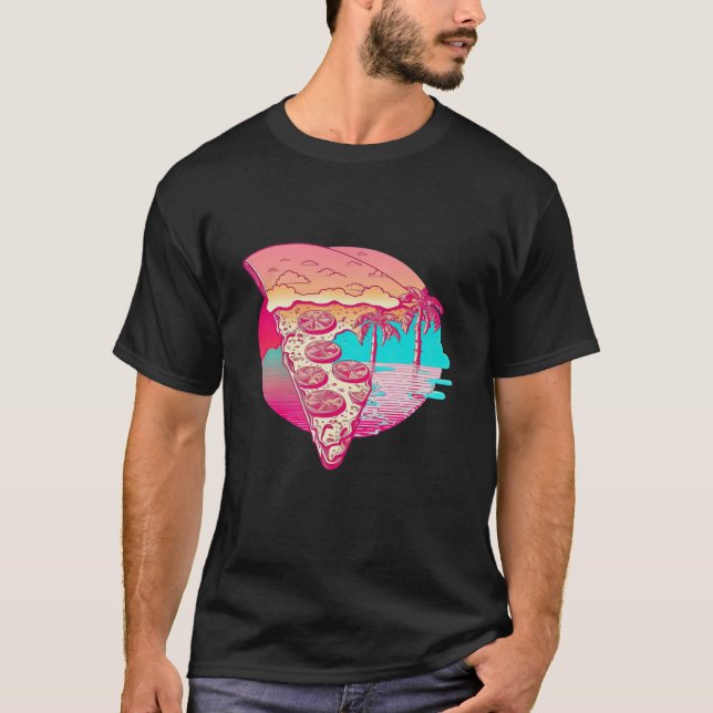 T-shirt Pizza Vaporwave Retro esthétique (Devant)