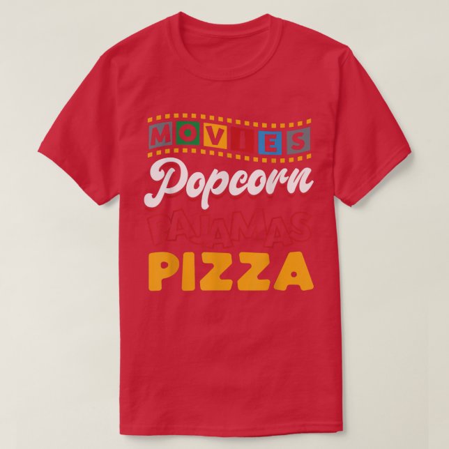 T-shirt Pizza Vidéo Regarder Lover Popcorn  (Design devant)